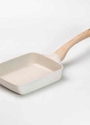 Сковорода прямоугольная глубокая 800 (мл) с антипригарным покрытием для всех плит бежевая (l02117)