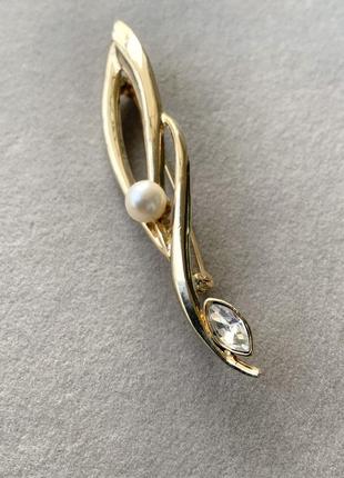 Брошка натуральна перлина японія вінтаж