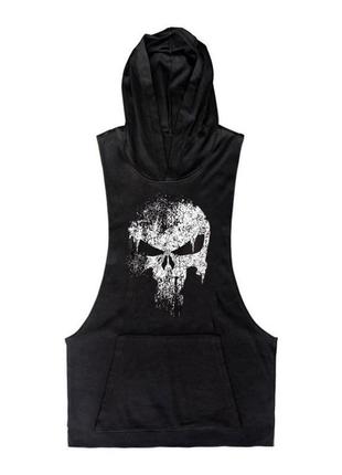 Майка чоловіча з капюшоном "punisher" чорна