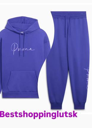 Спортивний костюм puma Black script 2024 теплий костюм на флісі нова колекція5 фото