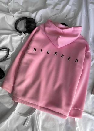 Худи blessed / женское стильное худи является обмен теплая трехнить на флисе / классное зимнее базовое женское худи является обмен / цвет белый / разовый / худи осенние