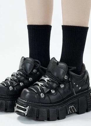 Чоботи чорні масивні унісекс під стиль new york готика гранж теплі