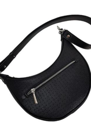 Сумка женская кожаная, черная с тиснением венето 17365 фото