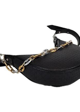 Сумка женская кожаная, черная с тиснением венето 17366 фото