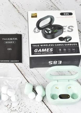 Навушники бездротові вакуумні сенсорні e8s games stereo earphones green