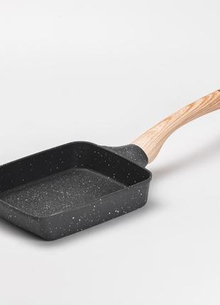 Сковорода прямоугольная глубокая 800 (мл) с антипригарным покрытием для всех плит серая (l02093)