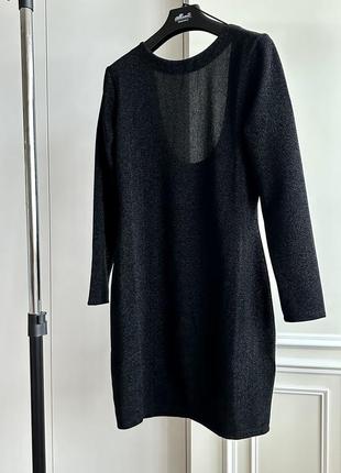 Чорне плаття/сукня міні h&m з відкритою спинкою, розмір л