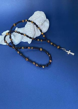 Розарій: тигрове око, лава , хоестик-срібло2 фото