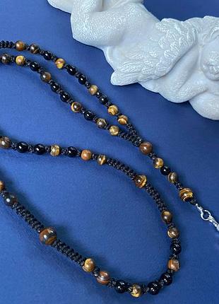 Розарій: тигрове око, лава , хоестик-срібло3 фото