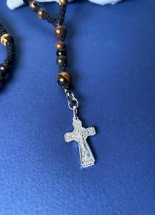 Розарій: тигрове око, лава , хоестик-срібло4 фото