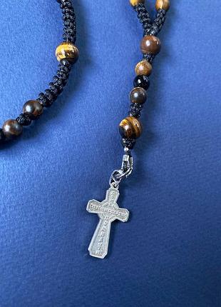 Розарій: тигрове око, лава , хоестик-срібло5 фото