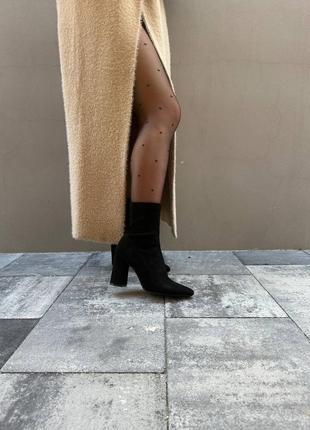 Замшеві ботильйони на товстому підборі