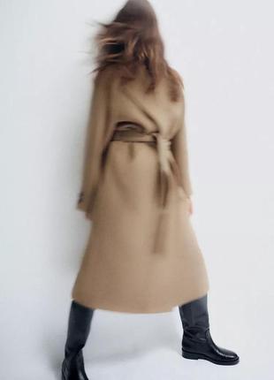 Пальто жіноче бежеве вовняне zara new