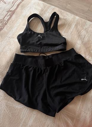 Спортивный костюм puma черный топ и шорты