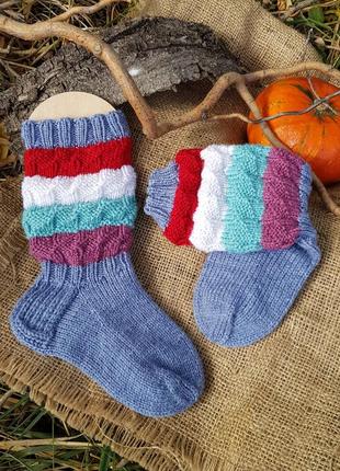 Теплые шерстяные высокие носки гольфы для ребенка 3-4 года