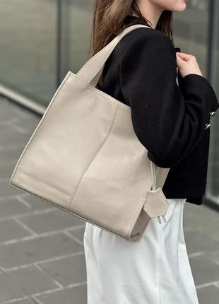 Кожаная женская сумка "вира пеле" кожа флотар (ts000083), цвет светлый беж