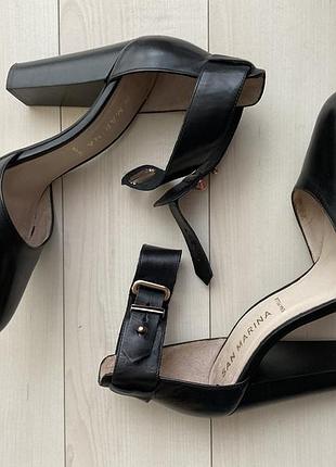 Стильные туфли на высоком каблуке натуральная кожа португалия