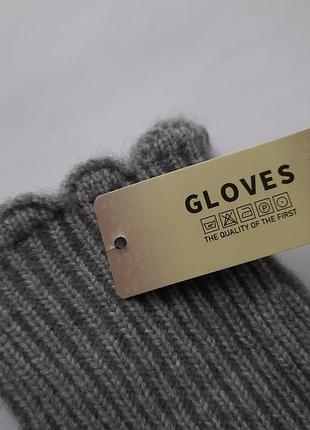 Варежки женские вязаные с начесом трансформер однотонные в рубчик с прорезями для...