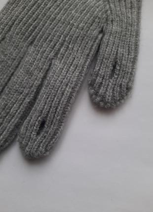 Варежки женские вязаные с начесом трансформер однотонные в рубчик с прорезями для...