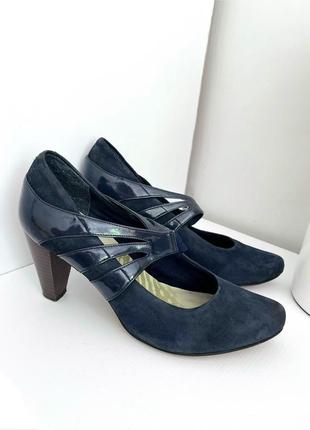 Замшеві туфлі на каблуку із натуральної шкіри, розмір 39 (25-25,5см)