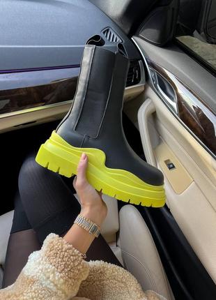 Женские кожаные сапоги в стиле bottega vneta