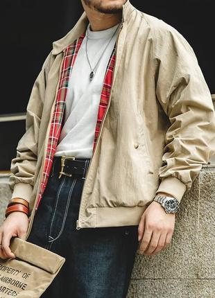 Бомбер "harrington" с подкладкой в клетку
