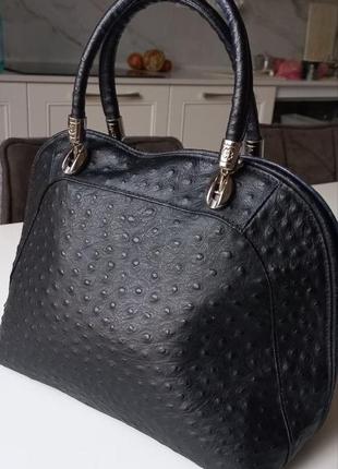 Сумка шкіряна італія чорна 25*38*14 см