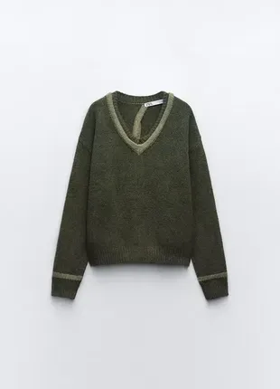 Трикотажный свитер с открытой спиной от zara, размер s, m7 фото