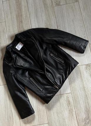 Кожаный пиджак косуха zara