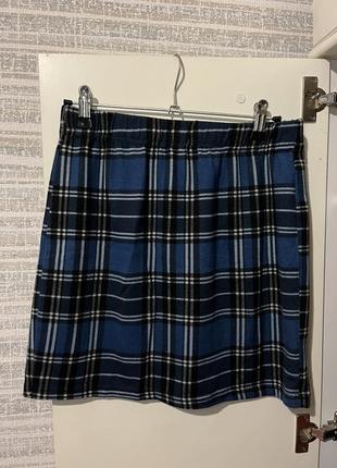 Юбка мини короткая в клетку шотландка