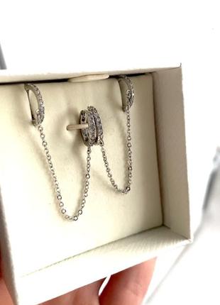 Серьги каффы серебряные swarovski