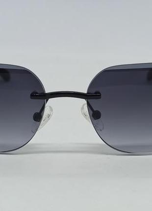 Очки в стиле cartier унисекс солнцезащитные безоправные серый градиент с логотипом бренда на линзах2 фото