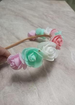 Ніжний обідок для волосся, обруч для дівчини, квіти, троянди