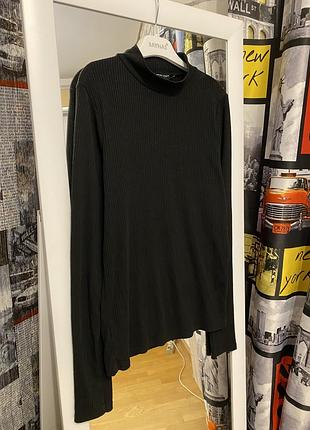 Черная женская водолазка в рубчик, new look, m-l
