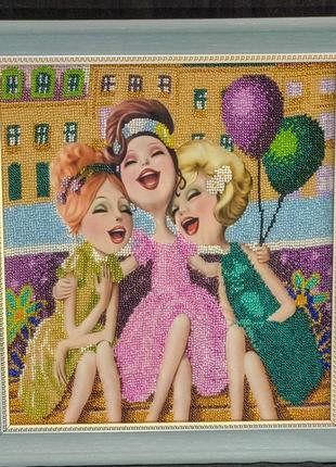 Вишита вручну бісером картина "подружки"