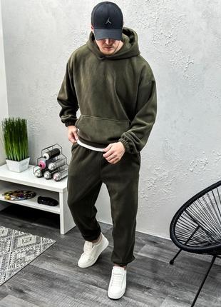 Чоловічий спортивний костюм теплий із якісної тканини полар фліс