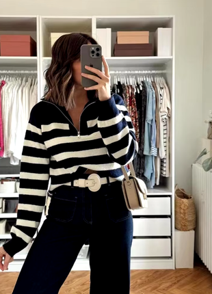 Шикарный новый полосатый трендовый свитер, джемпер стиль zara, h&m