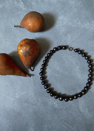 Намисто з натуральних чорних перлин