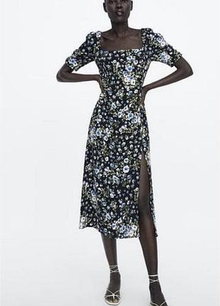 Красивое натуральное миди платье сарафан zara