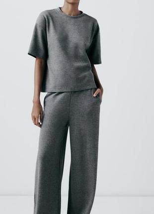 Zara широкі трикотажні штани брюки