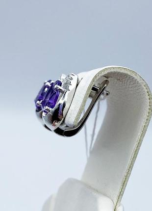 Сережки серебряные с аметистом и кубическим цирконием 4,49 г