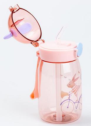 Дитяча пляшка для води із трубочкою 500 мл рожева