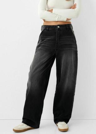 Bershka джинси relaxed fit чорний денім