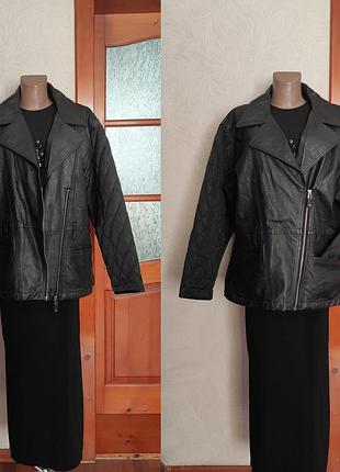Стильная винтажная оверсайз куртка косуха из натуральной кожи