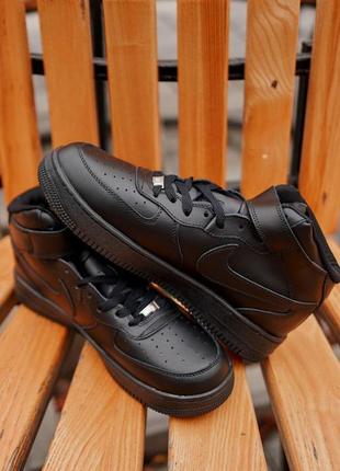 Женские кроссовки nike air force 1 mid black fur