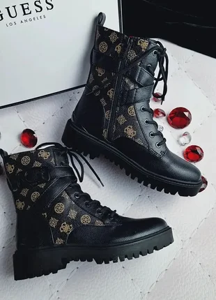 Guess оригінал чорні брендовані мілітарі черевики на шнурівці