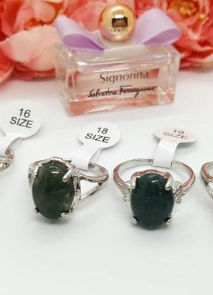 💍💚 кільце з натурального каменю моховий агат р. 16, 17,5, 18,5 19, 19,55 фото
