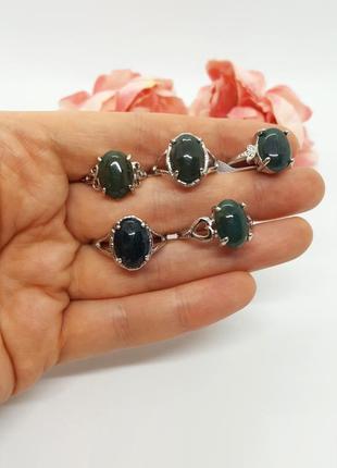 💍💚 кільце з натурального каменю моховий агат р. 16, 17,5, 18,5 19, 19,58 фото