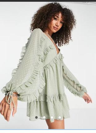 Оливковое платье из декольте сарафан asos 3201 12