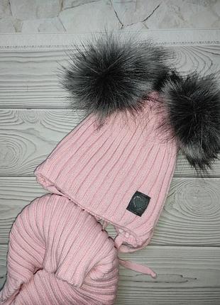 Польша шапка хомут с бумбонами agbo